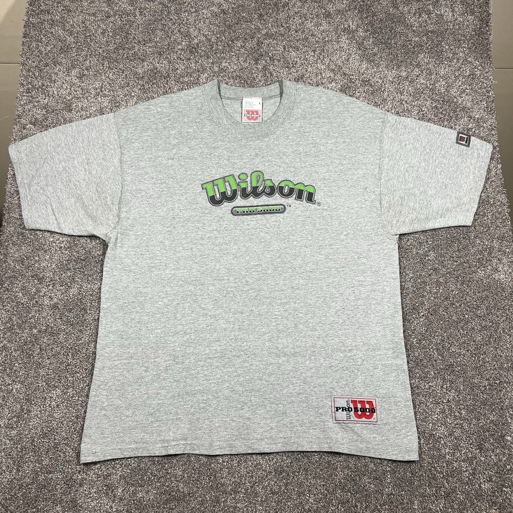Vintage 1990s Wilson Athletic Gray T Shirt L Basketball Fits XL Heather Grey Tee - Picture 2 of 10